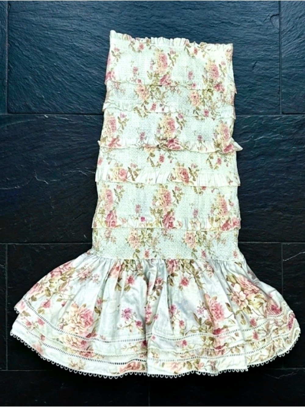 V. Chapman Linnea Tapestry Rose Floral Tiered Ruffle Maxi Skirt - Picture 2 of 4